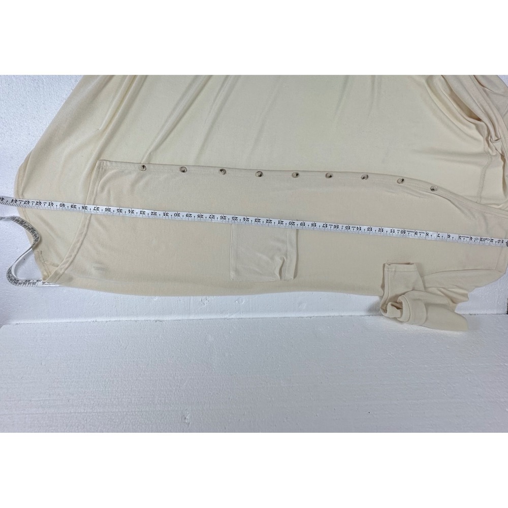 Naggoo Cream Knit Long Cardigan‎ Sweater Open Front Pockets XL Minimalist Cozy - Picture 6 of 8